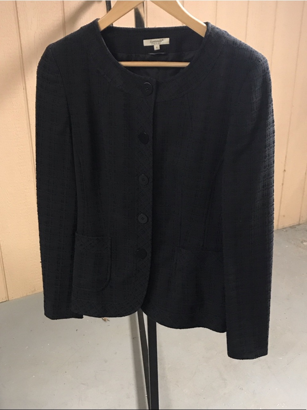 St. John Collection Black Textured Knit Blazer